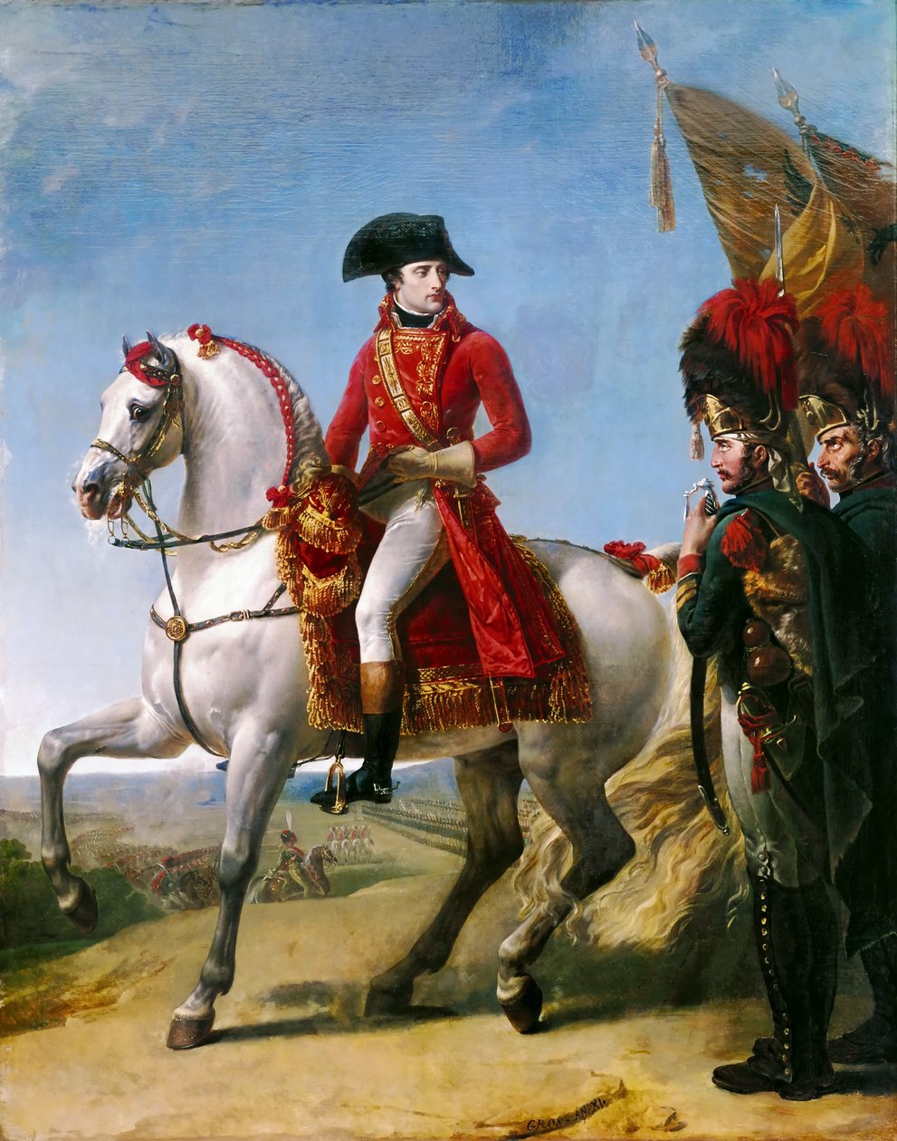 Napoleão Bonaparte, primeiro cônsul, revisando suas tropas após a batalha de Marengo de Antoine Jean Gros Baron