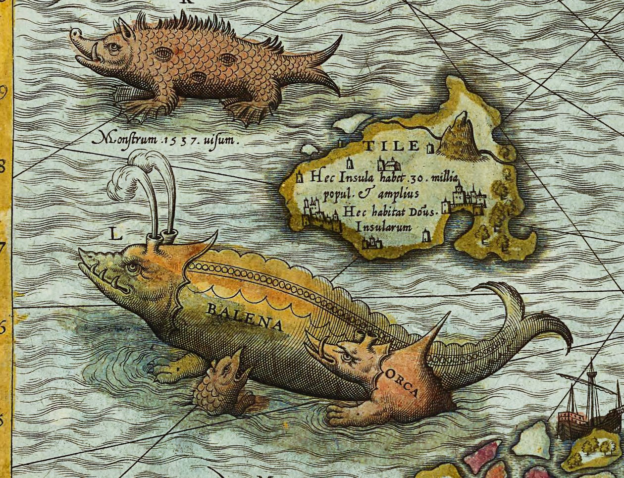 Pormenor de um mapa do mar (Carta marina) de Olaus Magnus (1490-1557) de Antoine Lafrery