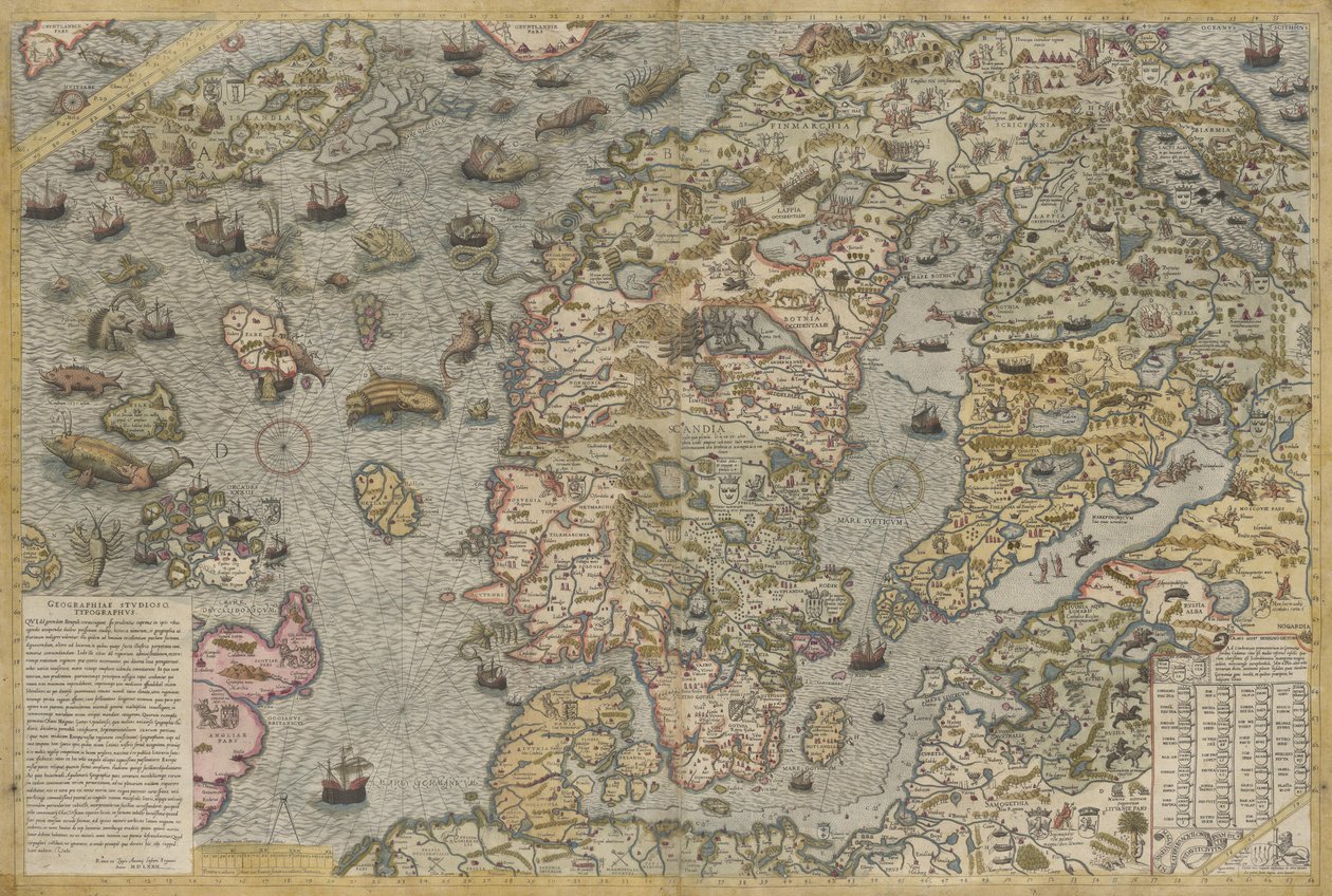 Mapa do Mar (Carta marina) de Olaus Magnus (1490-1557) de Antoine Lafrery
