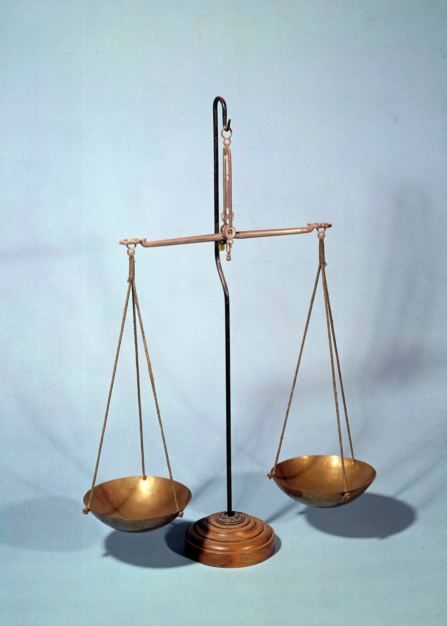 Instrumento de medição: balanço por Antoine Louis Lavoisier (1746-1794), químico francês de Antoine Laurent de Lavoisier