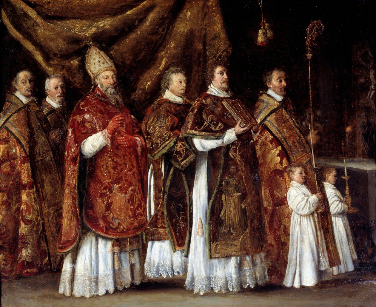 Missa Pontifícia ou uma eveque subindo ao altar ou procissão Pintura de Antoine Le Nain (1600/1610-1648) de Antoine Le Nain