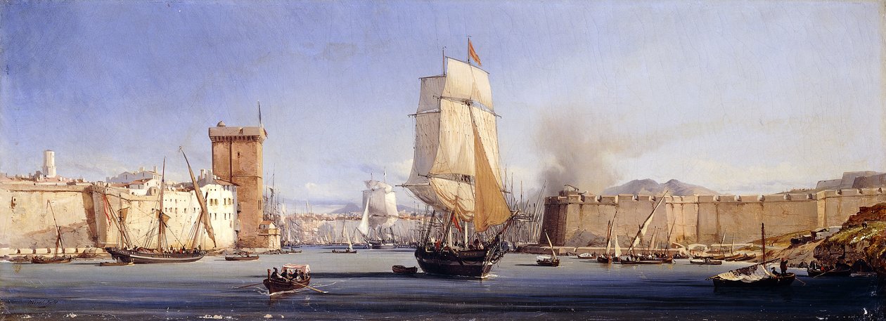 O Corno de Ouro com O Suleimaniye e As Mesquitas da Fé, Constantinopla de Antoine Leon Morel Fatio
