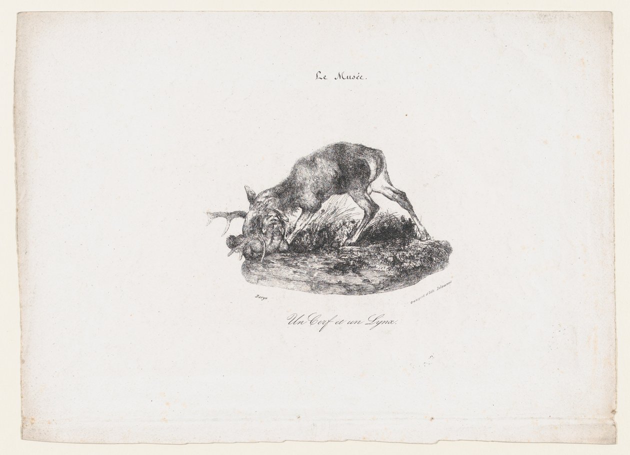 Um cervo e um lince, 1834. de Antoine Louis Barye