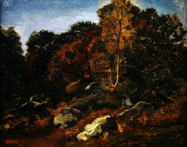 Outono em Fontainebleau (óleo sobre tela) de Antoine Louis Barye