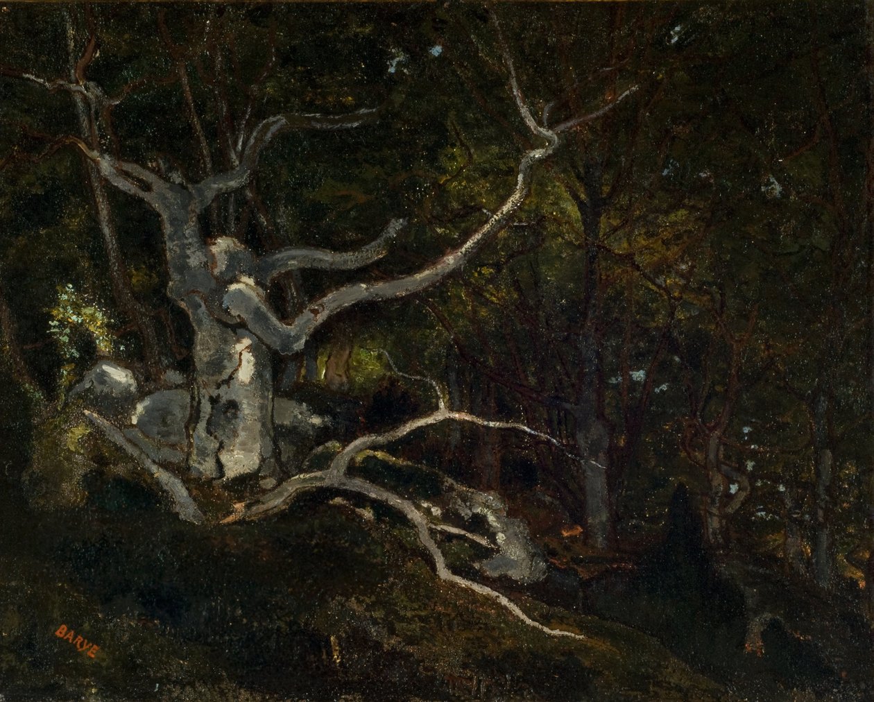 Floresta de Fontainebleau, A "Reine Blanche" 1860 (óleo sobre tela) de Antoine Louis Barye