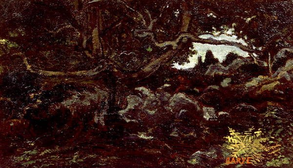 Na Floresta de Fontainebleau (óleo sobre tela) de Antoine Louis Barye