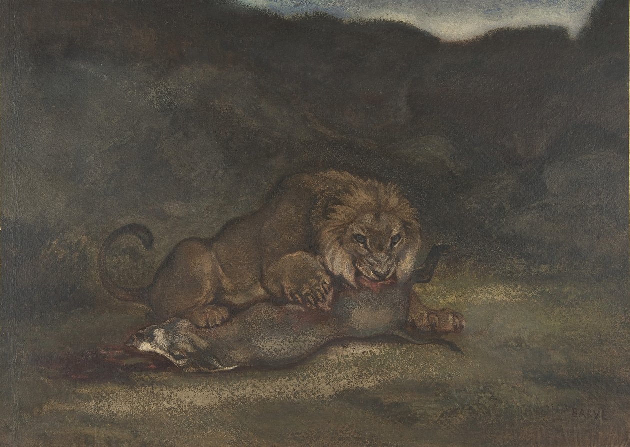 Leão Devorando Presa, 1810-75. de Antoine Louis Barye
