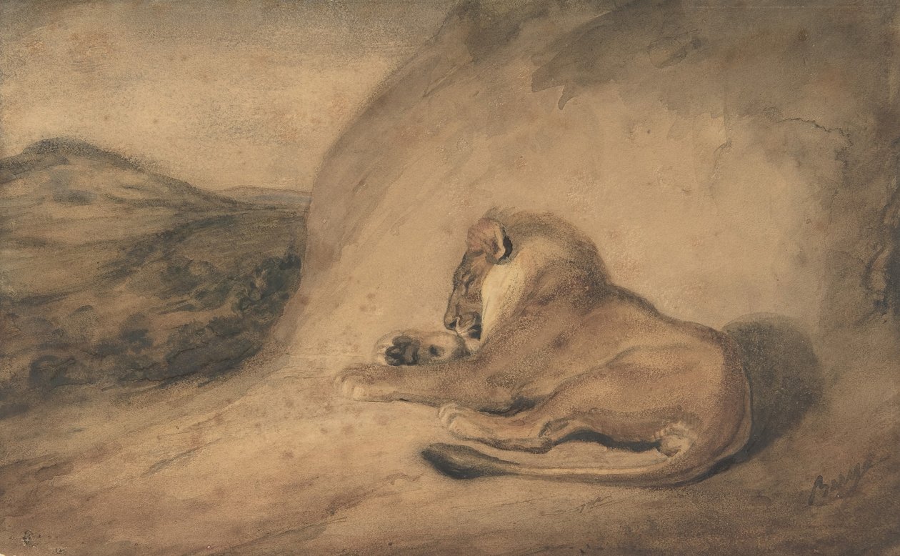 Leão descansando, 1810-75. de Antoine Louis Barye