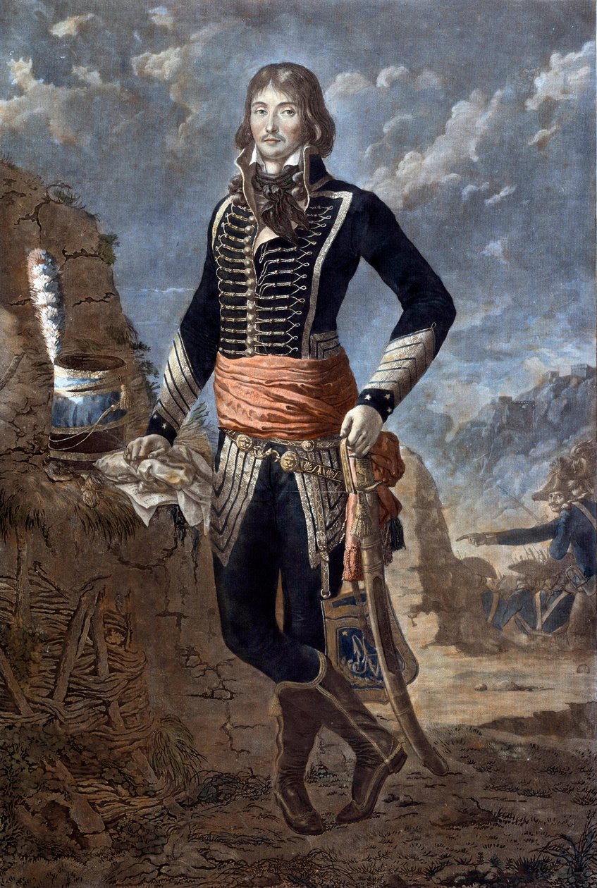Retrato do General Marceau (1769-1796) (Francois Severin Marceau Desgraviers), baseado num quadro de Antoine Louis Francois Sergent (1751-1847), conhecido como Sargento Marceau. Gravura do século XVIII. Paris, musee de l