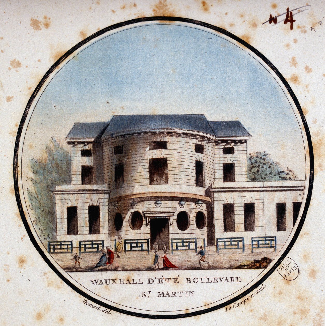 Halle aux vitelos, boulevard Saint Martin. Em vista prittoresca dos principais edifícios de Paris pelo Sargento de Antoine Louis Francois Sergent Marceau