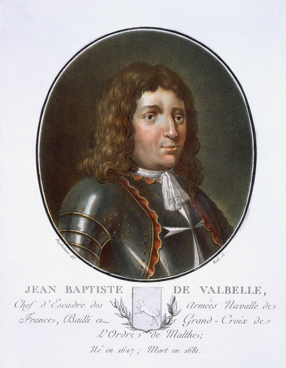 Jean Baptiste de Valbelle, de Retratos de grandes homens, mulheres ilustres e temas memoráveis da França, grave e impresso em cores, publicado por Pierre Blin, 1786-92, Paris (cor engravi de Antoine Louis Francois Sergent Marceau
