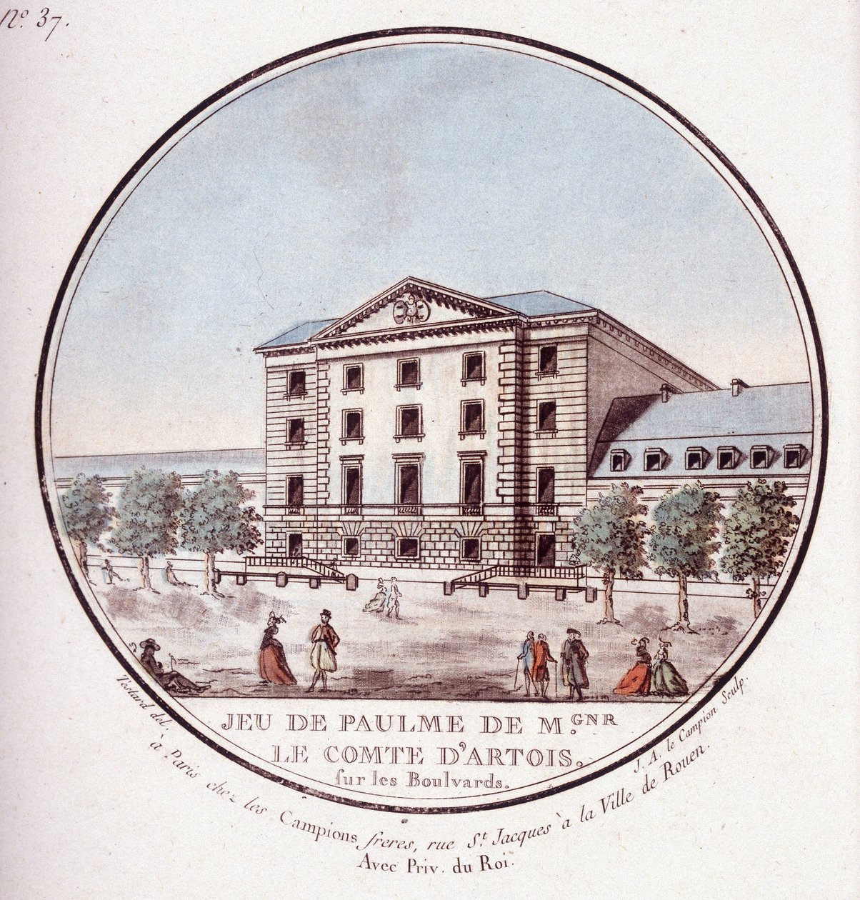 Jogo de palma da conta do Artois nas avenidas. Em vista prittoresca dos principais edifícios de Paris pelo Sargento de Antoine Louis Francois Sergent Marceau