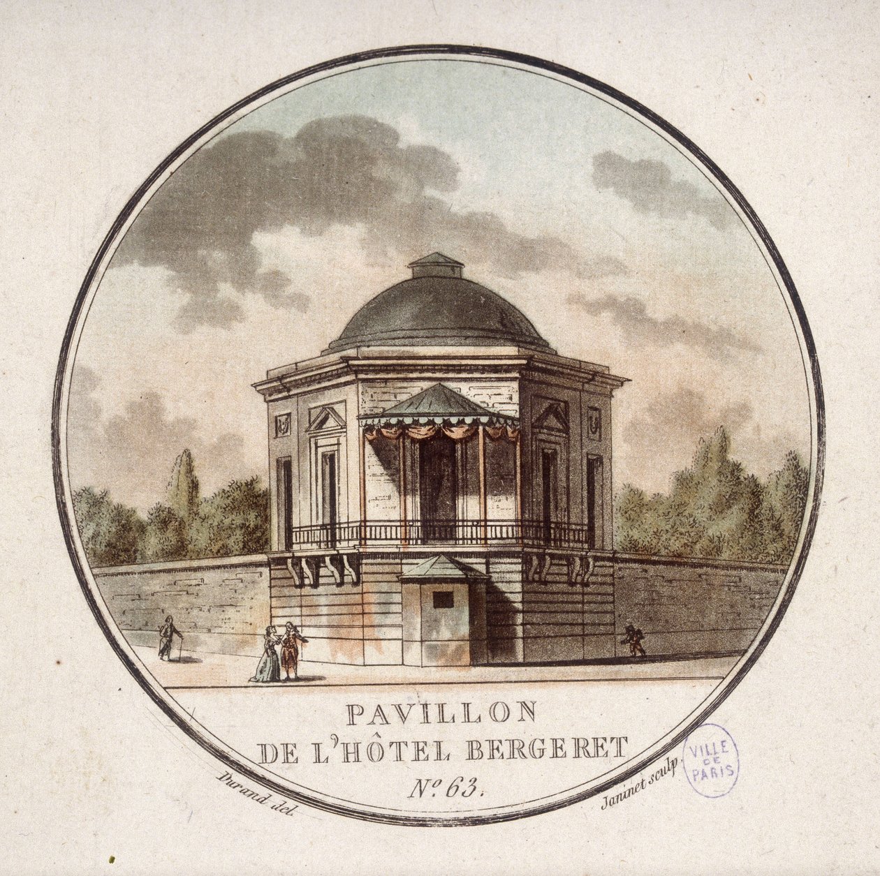 Pavilhão do Hotel Bergeret, Paris. Em vista prittoresca dos principais edifícios de Paris pelo Sargento de Antoine Louis Francois Sergent Marceau