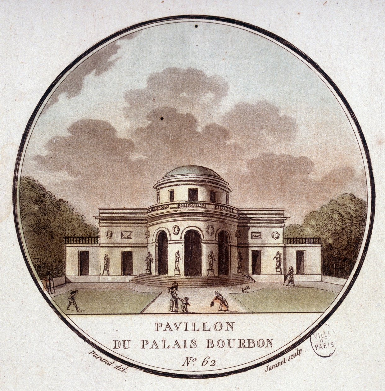 Pavilhão do Palais Bourbon, Paris. Em vista prittoresca dos principais edifícios de Paris pelo Sargento de Antoine Louis Francois Sergent Marceau