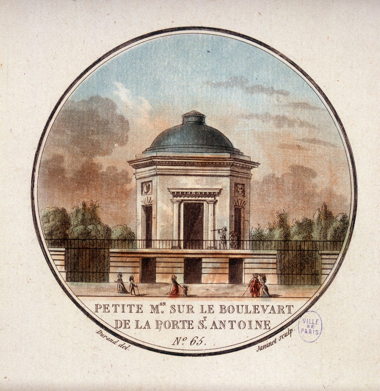 Pequena casa na alameda da Porte Saint Atenoine. Em vista prittoresca dos principais edifícios de Paris pelo Sargento de Antoine Louis Francois Sergent-Marceau
