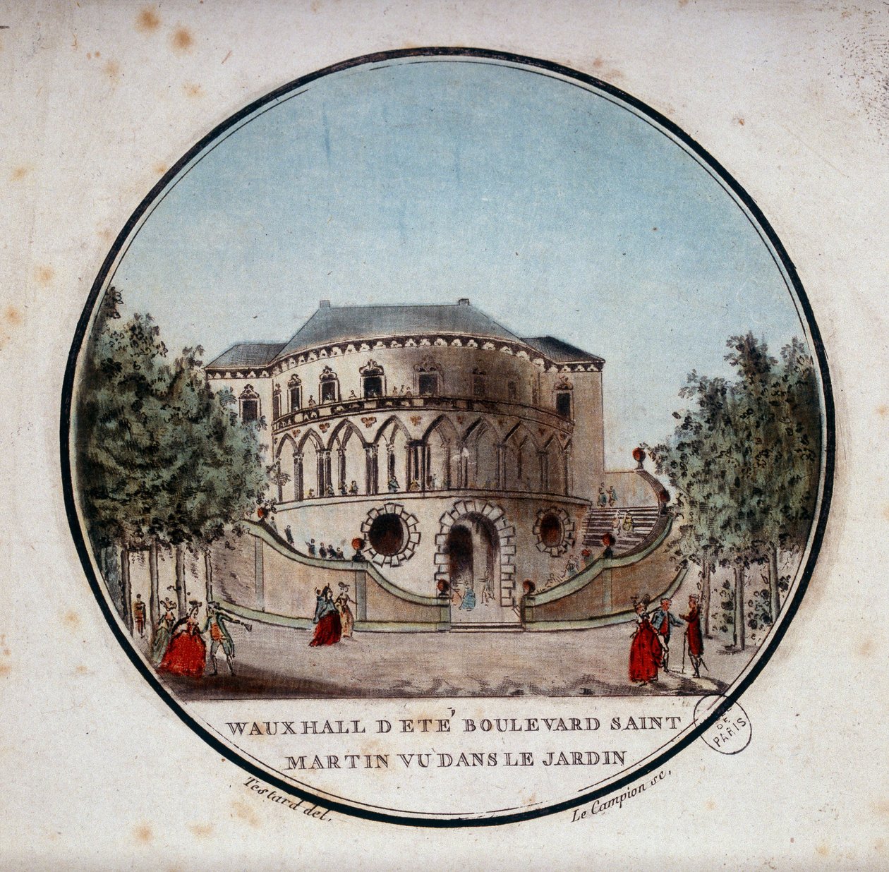 O salão de bezerros da avenida Saint Germain do jardim, Paris. Em vista prittoresca dos principais edifícios de Paris pelo Sargento de Antoine Louis Francois Sergent Marceau