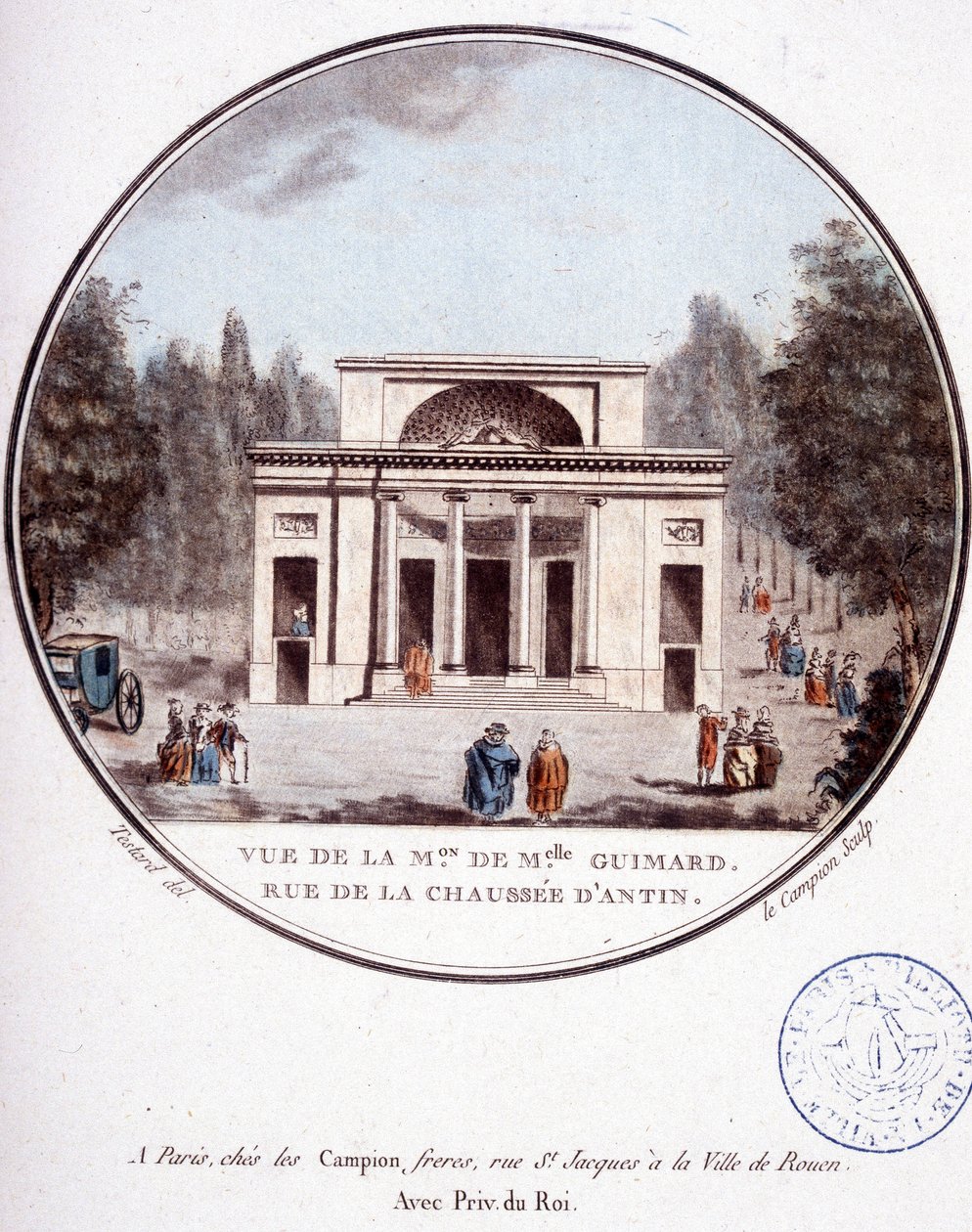 Vista da casa de Mademoiselle Guimard, rue de la chaussée d