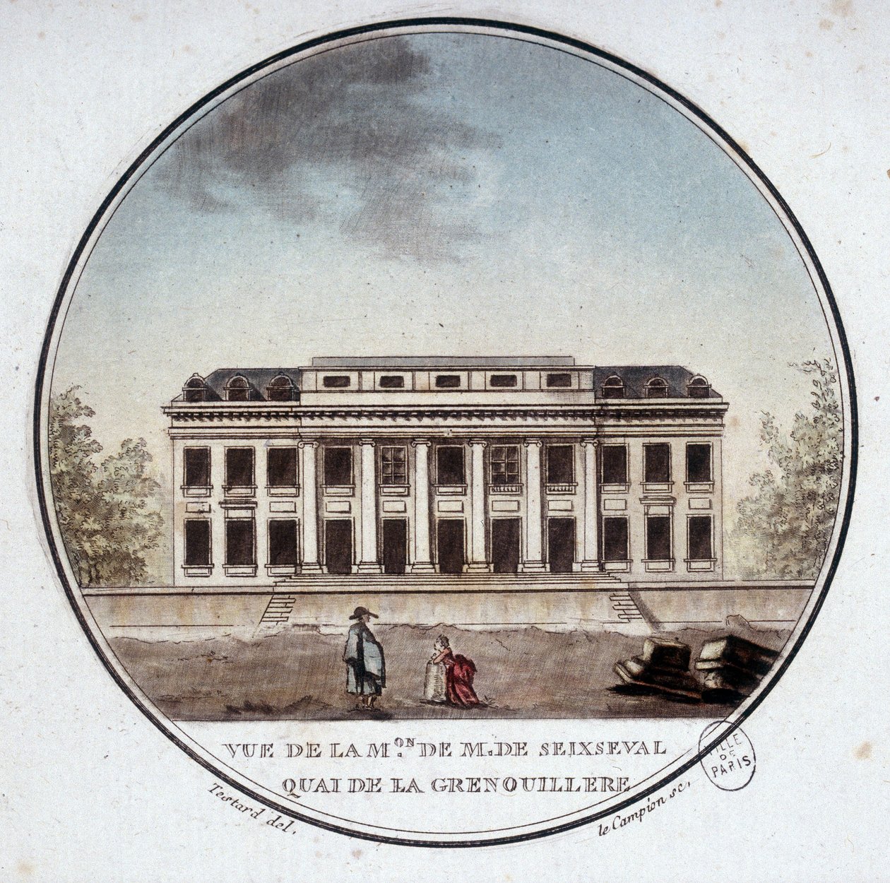 Vista da casa de Monsieur de Seixseval, quai de la grenouillère em Paris (agora quai d
