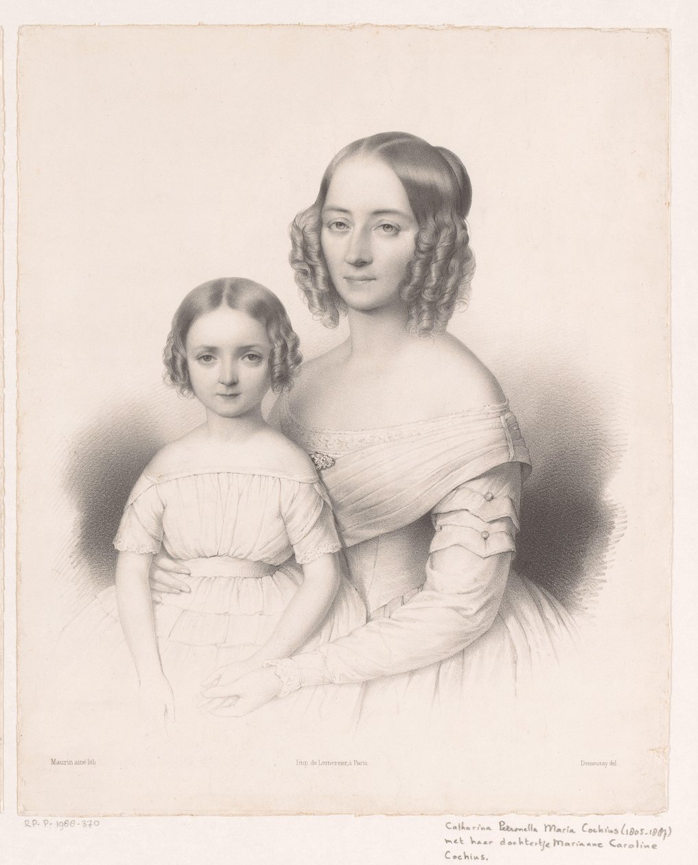 Retrato de Catharina Petronella Maria Cochius com sua filha de Antoine Maurin