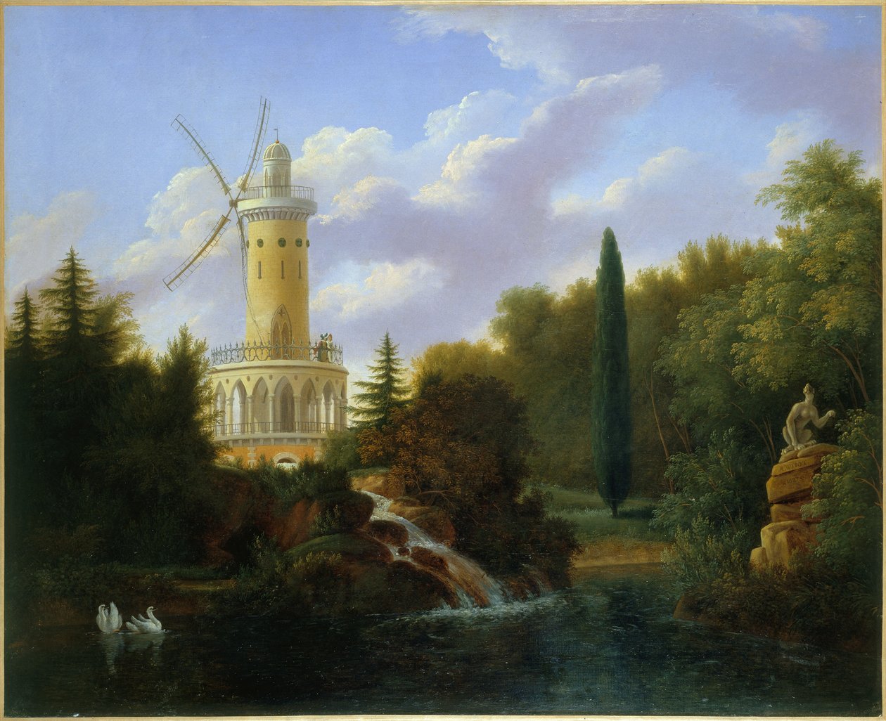 Moinho de vento no Folie-Beaujon em Paris, 1827 de Antoine Patrice Guyot