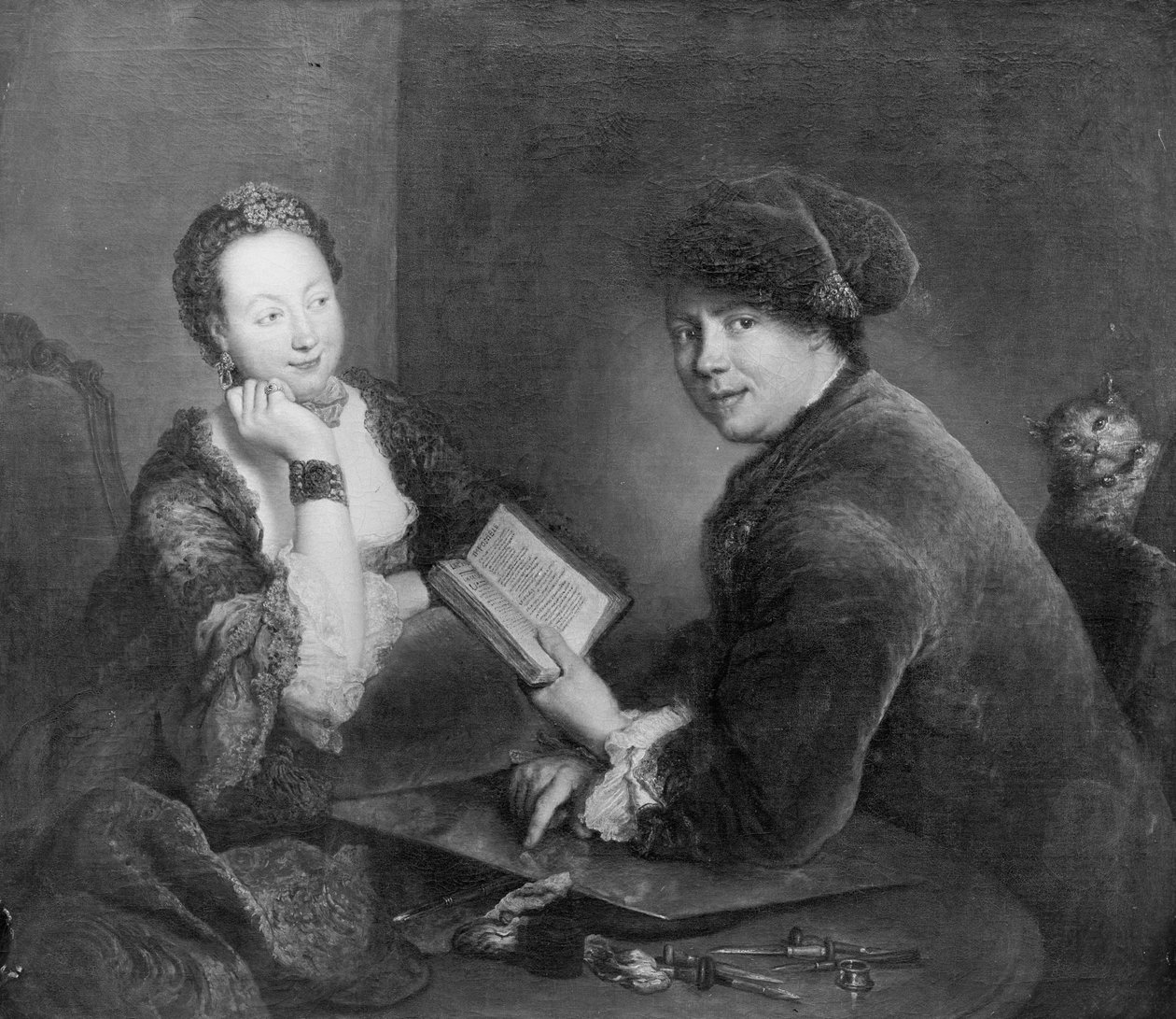 Retrato do gravador Georg Friedrich Schmidt e da sua esposa Dorothea Luise, nascida Videbant de Antoine Pesne