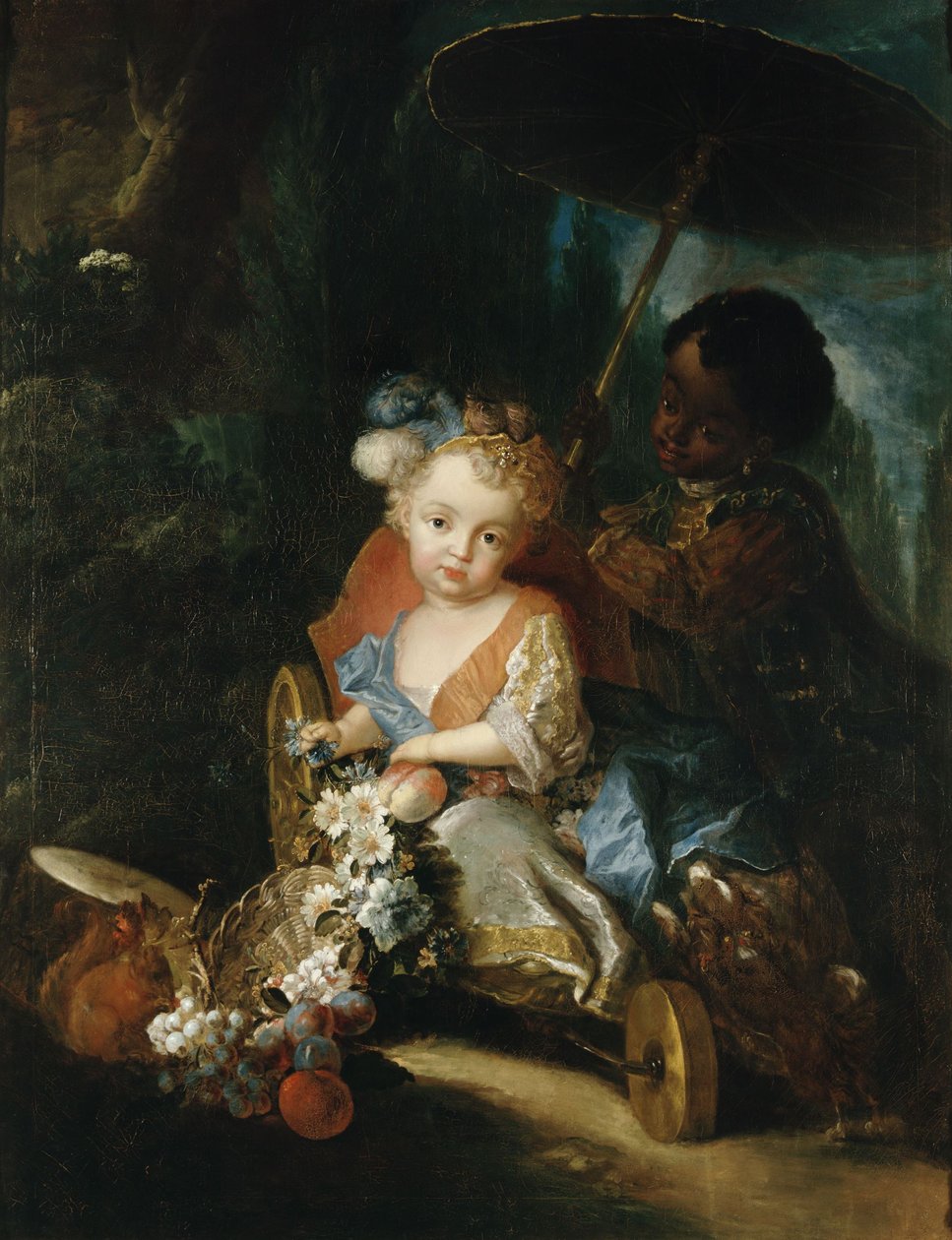 Alemão: Príncipe Friedrich Ludwig na carruagem de jardim de Antoine Pesne