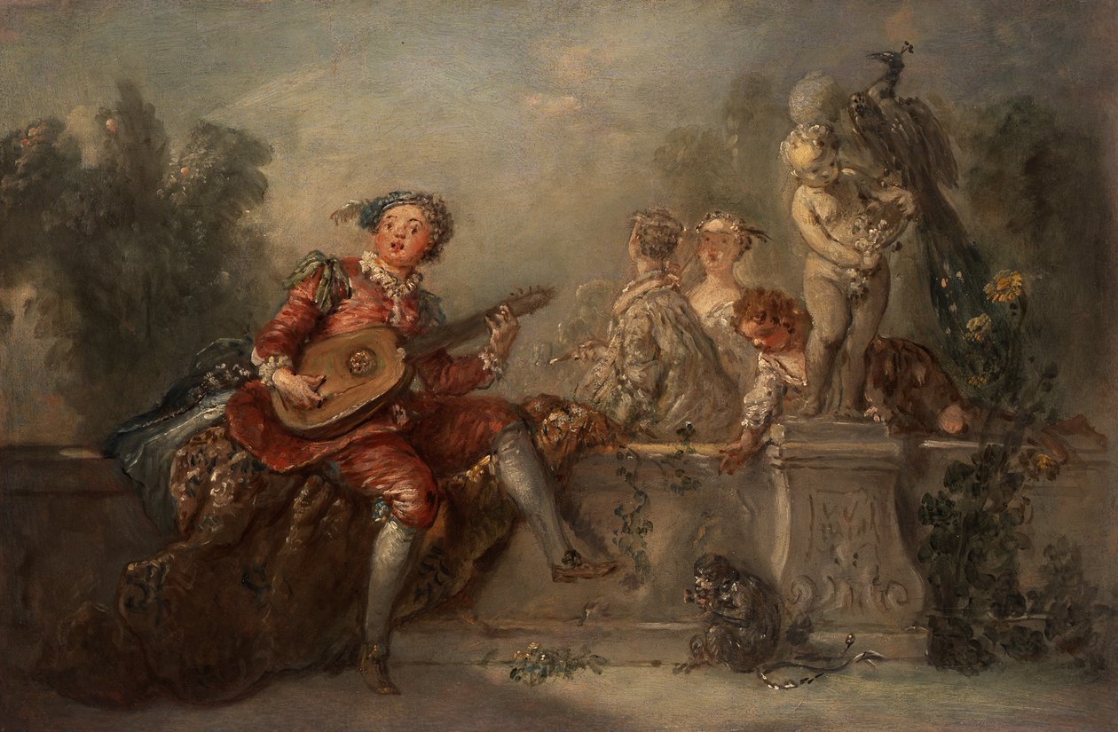 Alaudista com companhia num parque de Antoine Pesne