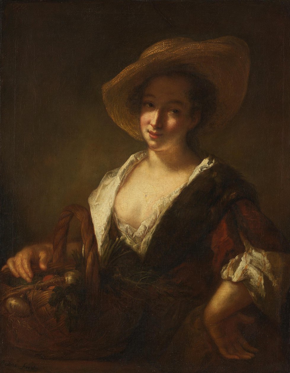 Rapariga com um cesto de legumes de Antoine Pesne