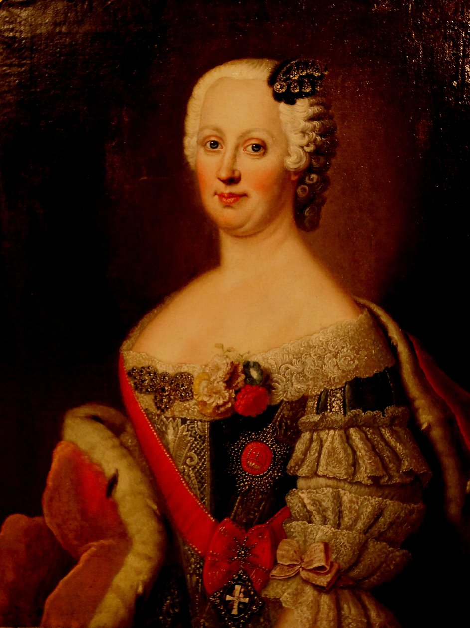 Retrato de Johanna-Elizabeth, Electress de Anhalt-Zerbst 1712-1760, Mãe de Catarina II, década de 1740 de Antoine Pesne