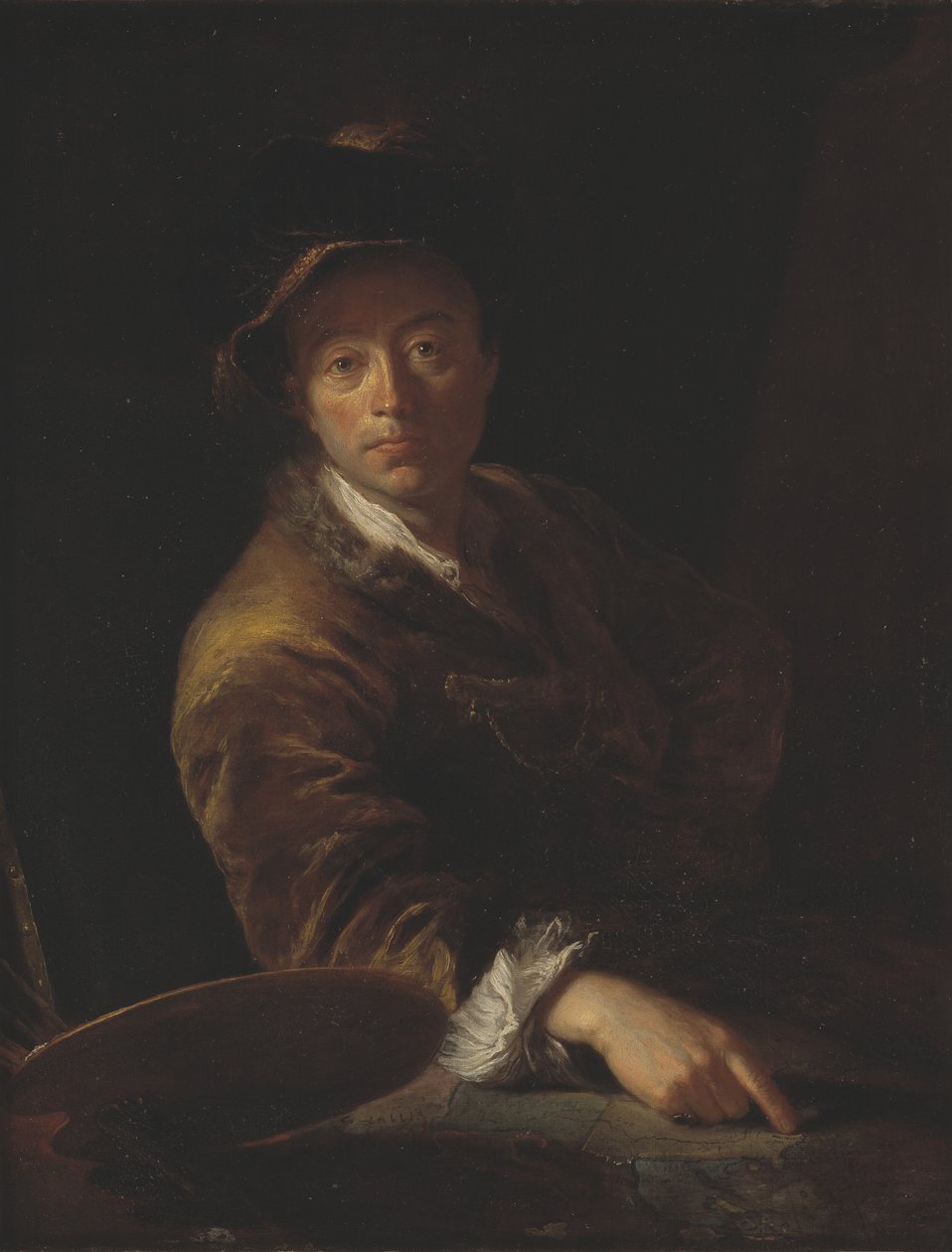 Retrato de um Pintor (presumivelmente C. L. Agricola, 1667-1719) de Antoine Pesne