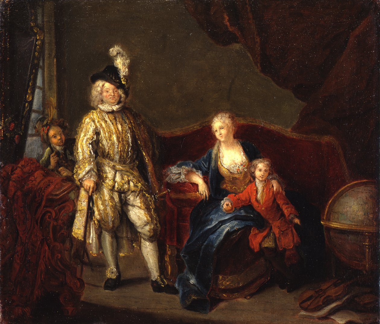 O capitão da Guarda Suíça von Erlach com a sua família de Antoine Pesne