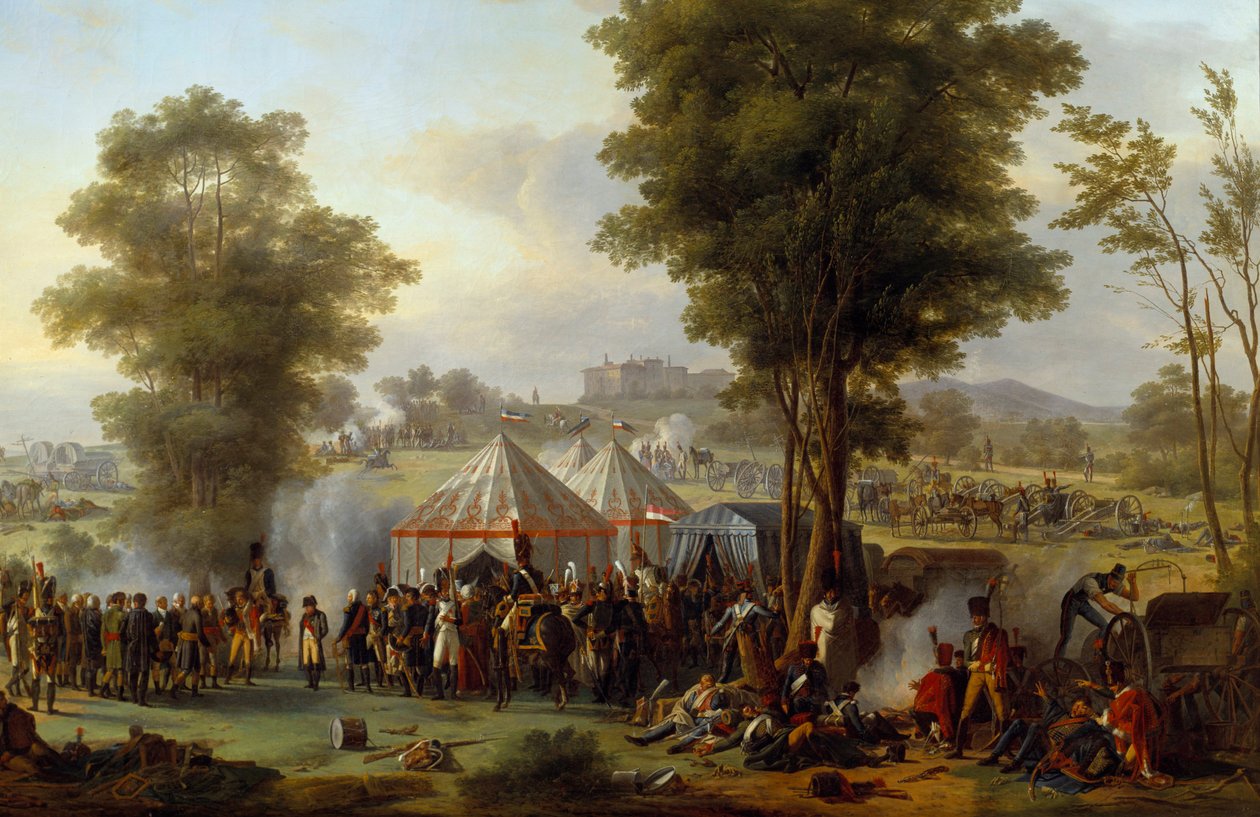 Bivouac do Imperador Napoleão I (1769-1821) perto do castelo de Ebersberg na Áustria 4/05/1809 Pintura de Antoine Pierre Mongin (1761-1827) 1810 Sol. 1,35x2,03m. de Antoine Pierre Mongin