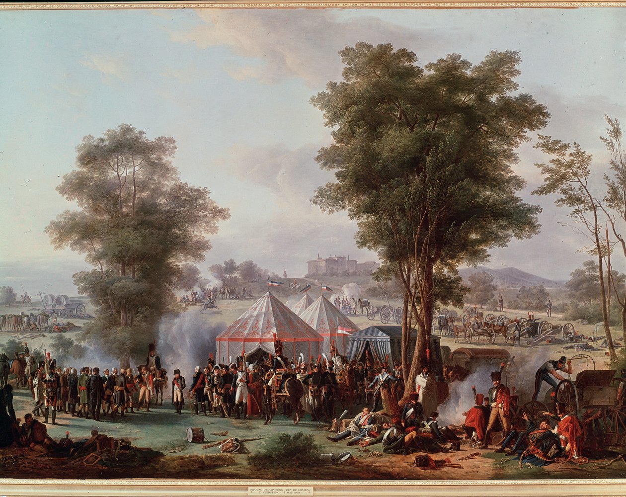 Bivouac do Imperador Napoleão I, perto do castelo de Ebersberg na Áustria 4/05/1809 (Pintura de Antoine Pierre Mongin