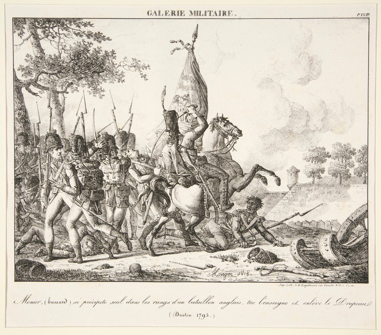 Menier (Hussar) se joga sozinho na linha de um batalhão inglês, mata o alferes e captura a bandeira (Druten, 1795) de Antoine Pierre Mongin