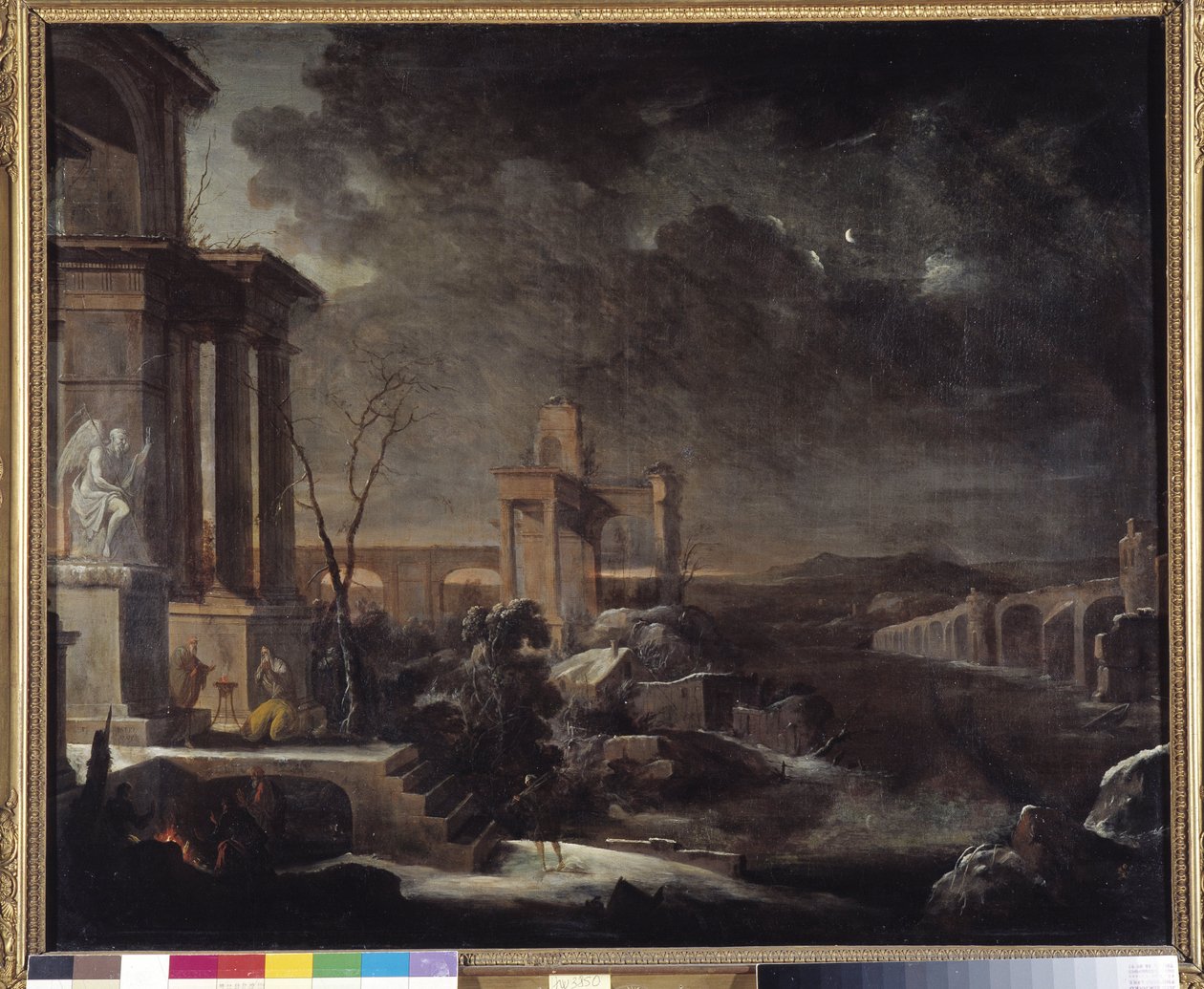Paisagem das Ruínas Antigas ao Amanhecer de Antoine Pierre the Younger Patel