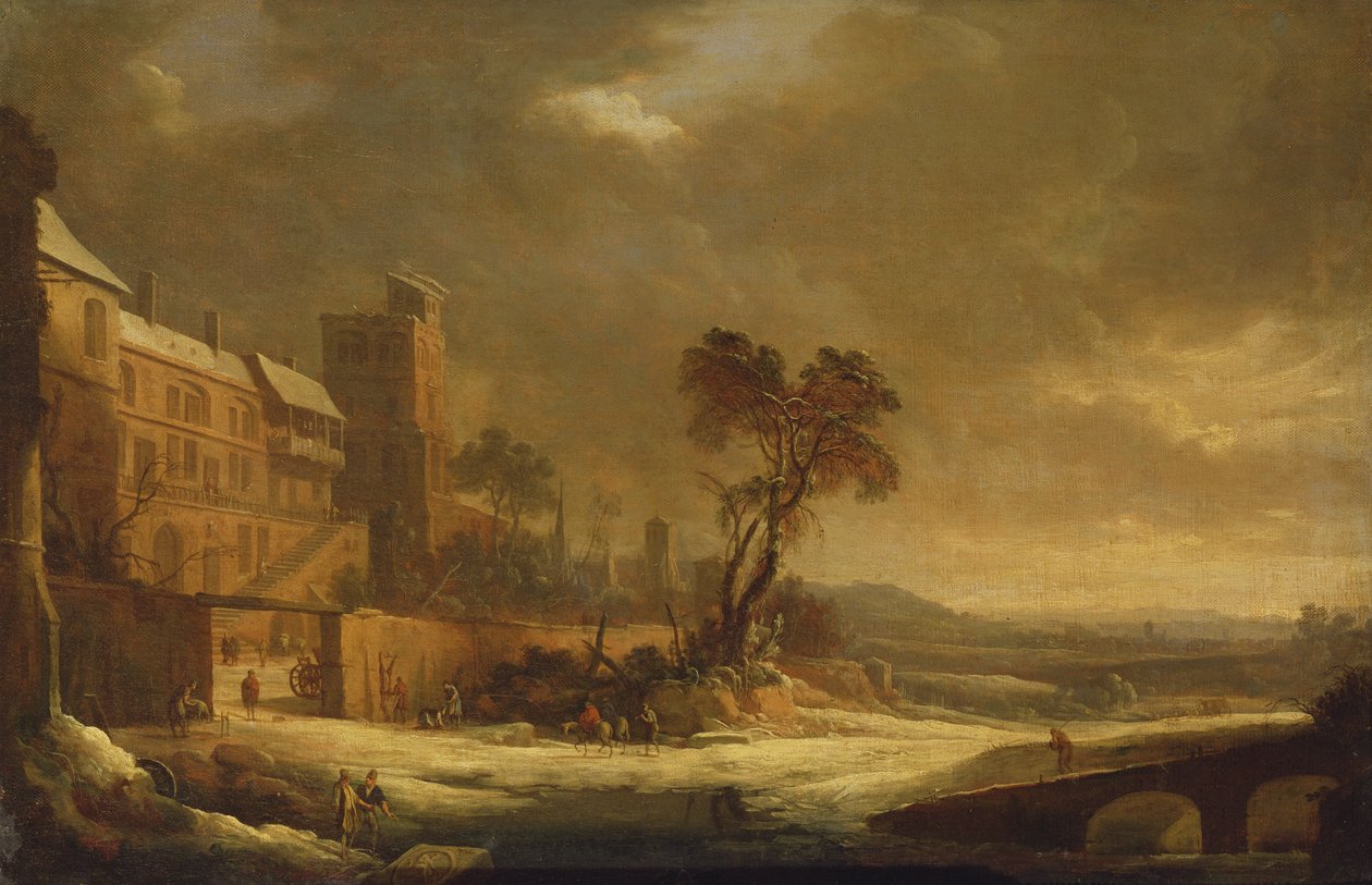 O mês de janeiro, efeito de neve, 1699 de Antoine Pierre the Younger Patel