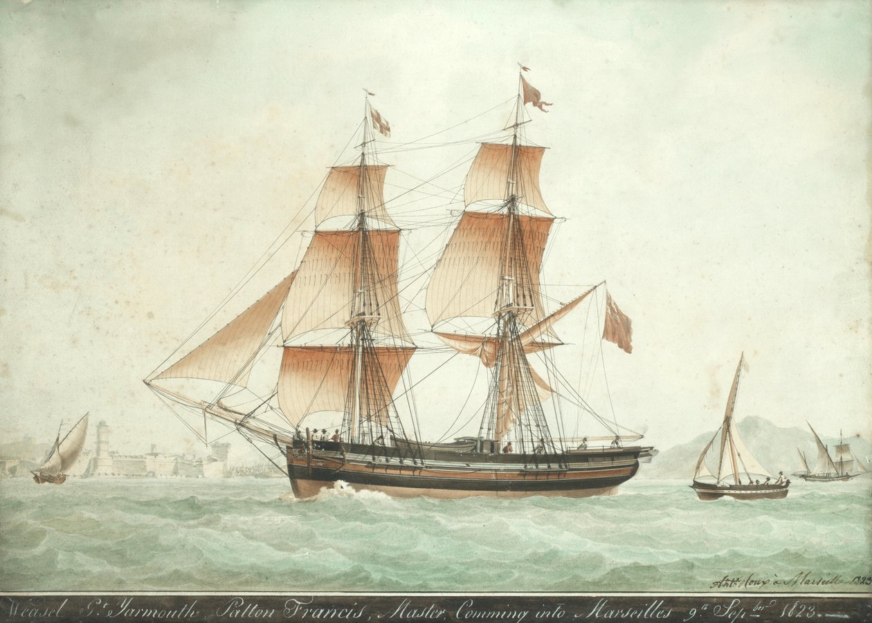 O Weasel a chegar a Marselha, 9 de setembro de 1823 de Antoine Roux