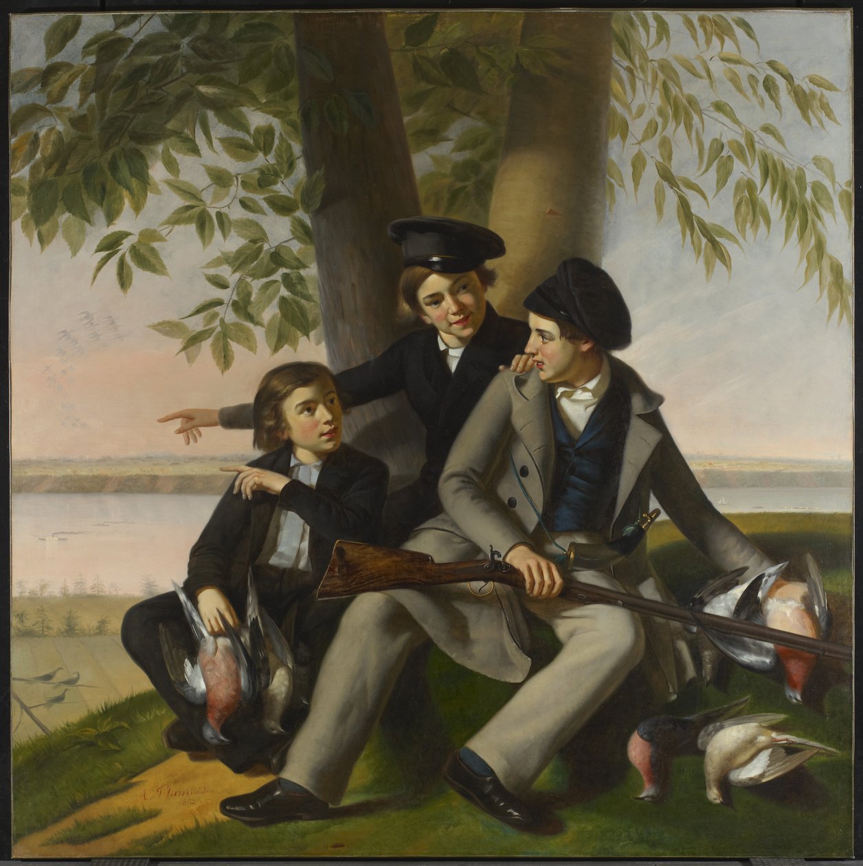 A caça ao pombo de passageiros, 1853 de Antoine Sebastien Plamondon