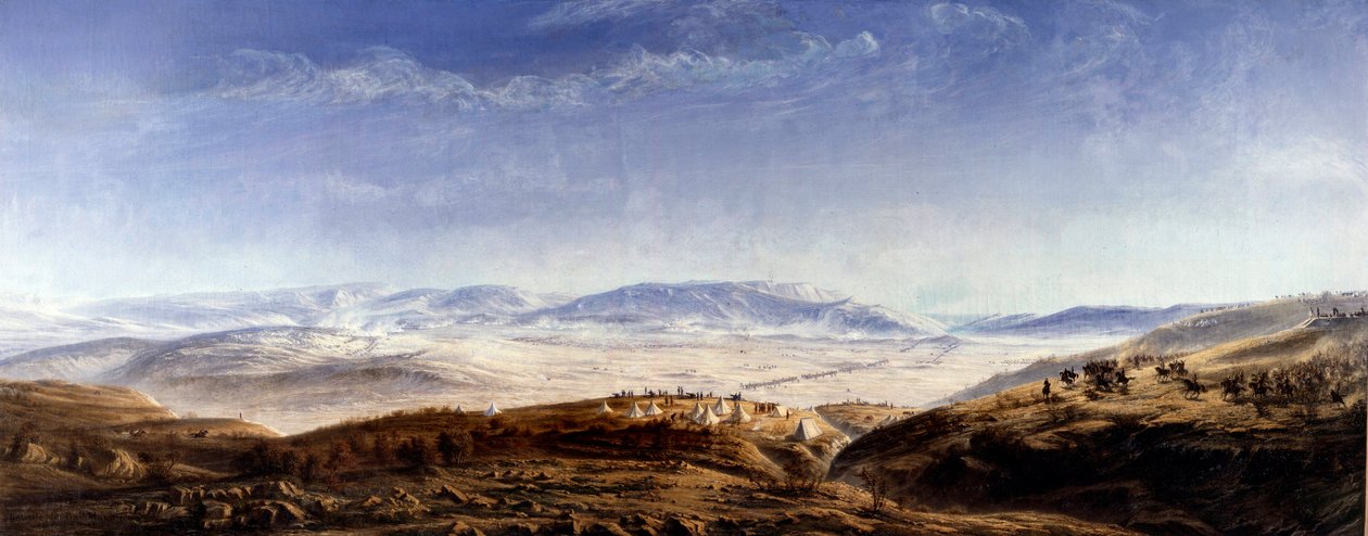 Guerra da Crimeia (1853-1856): “” A Batalha de Balaclava na Criméia em 25/10/1854”” Pintura de Antoine Valentin Jumel de Noireterre (1824-1902) 1854 Paris, Museu do Exército de Antoine Valentin Jumel de Noireterre