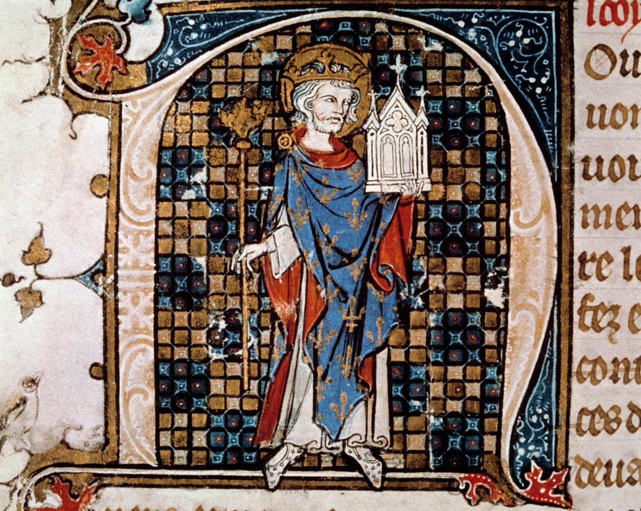 Retrato no pé de Saint Louis (ou Louis IX de Antoine Verard