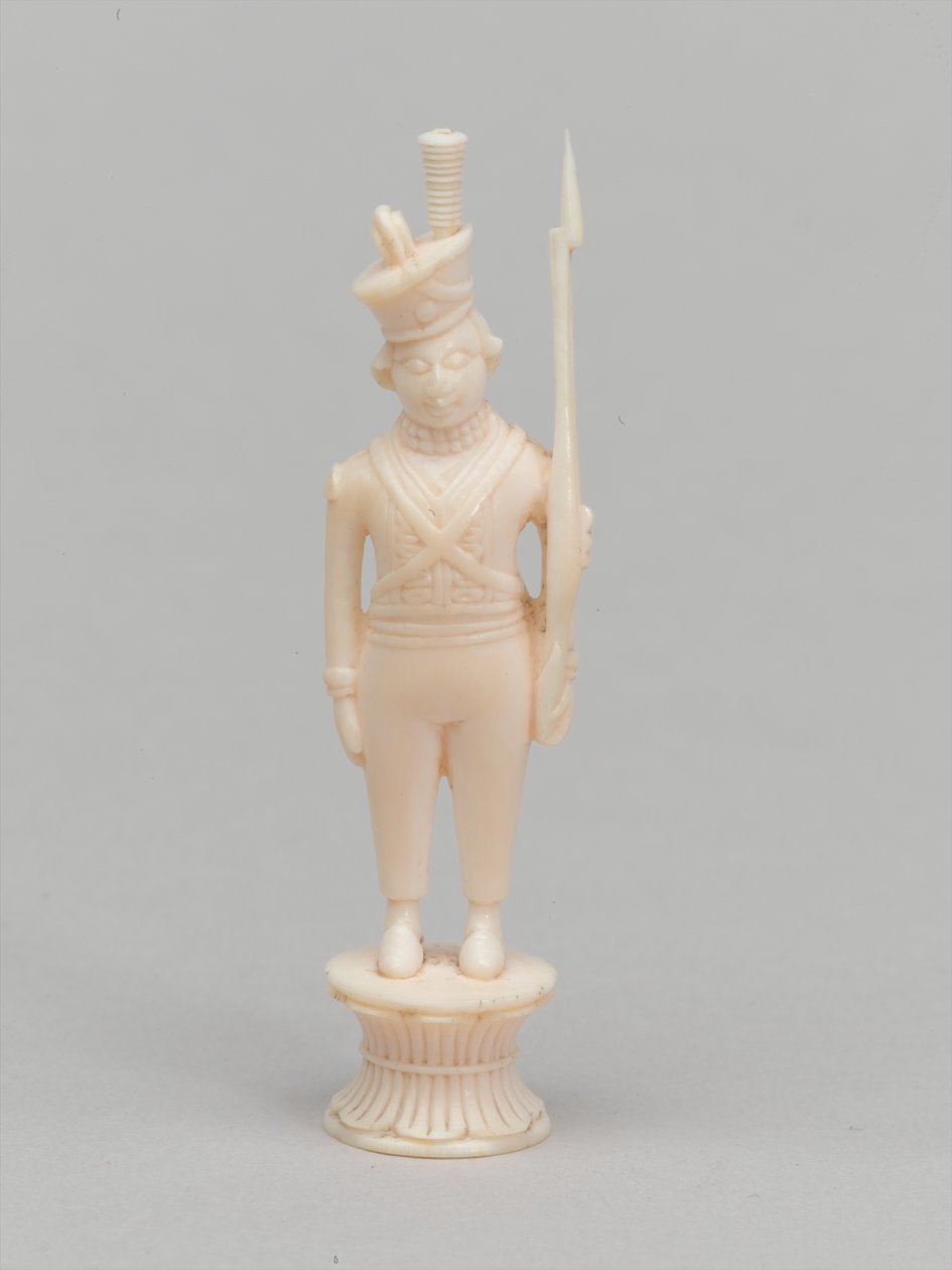 Peão branco, peça de xadrez, Índia, 1820 cerca de Antoine Verard