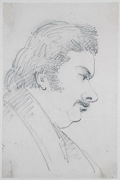 Retrato de Honore de Balzac (1799-1850) (lápis sobre papel) de Antoine Vestier