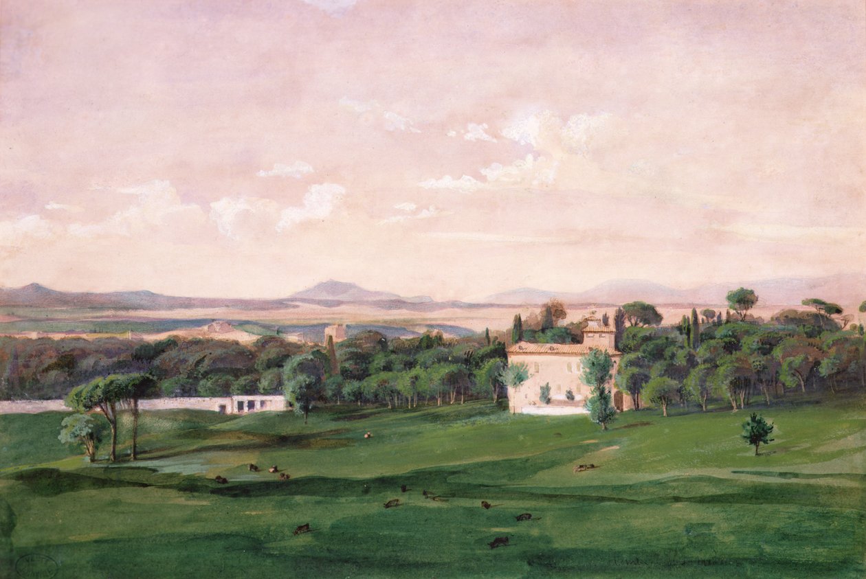 Villa Medici, Roma (aquarela) de Antoine Victor Joinville