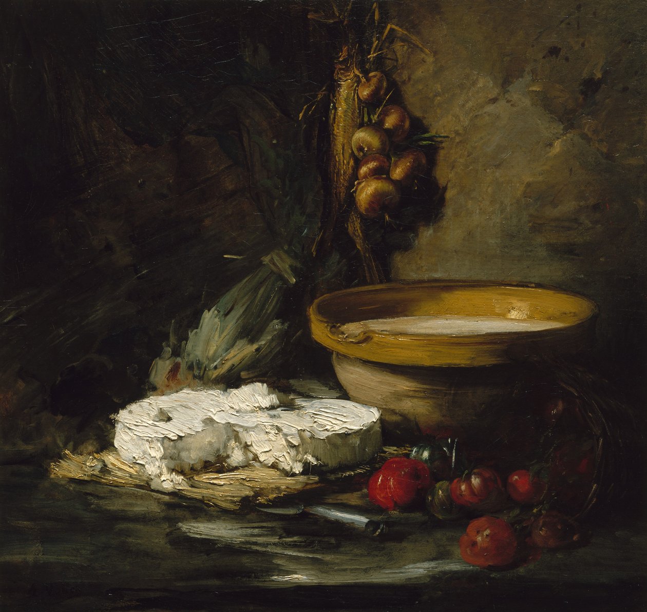 Ainda vida com queijo, provavelmente no final da década de 1870. de Antoine Vollon