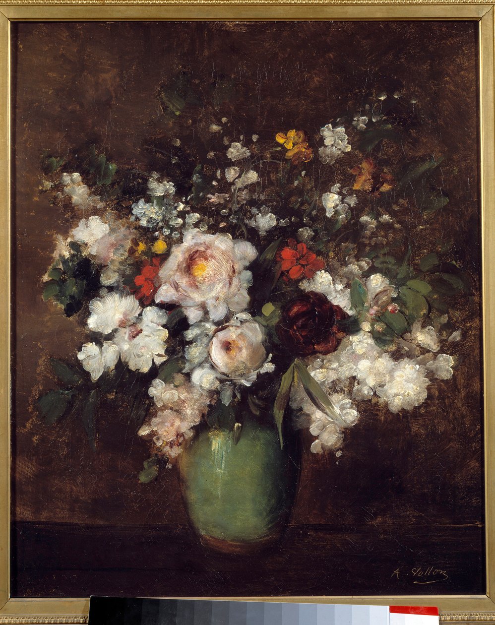 Vaso de flores Pintura de Antoine Vollon (1833-1900) Museu de Belas Artes de Lille do século XIX de Antoine Vollon