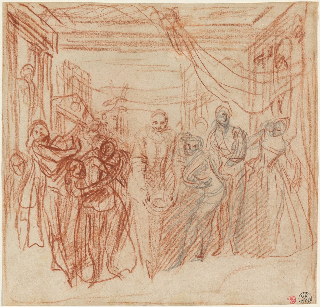 Comediantes italianos se curvando de Antoine Watteau
