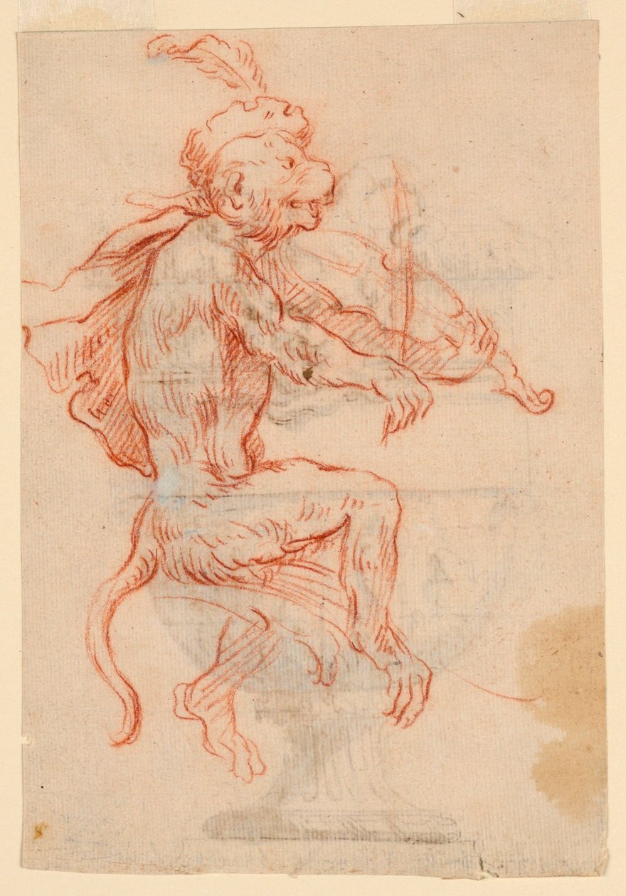 Macaco tocando violino de Antoine Watteau