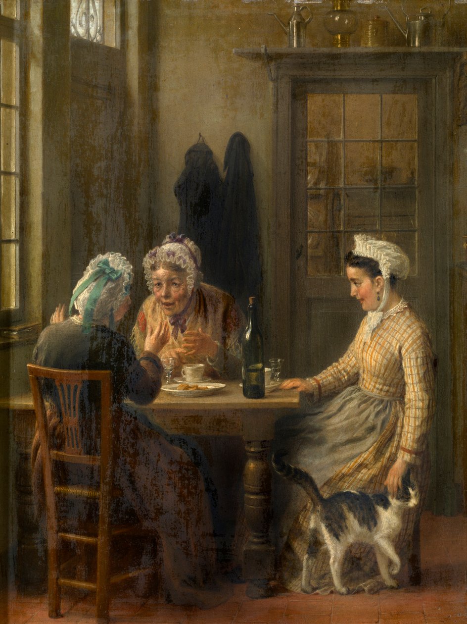 Café da tarde (óleo sobre painel) de Antoine de Bruycker