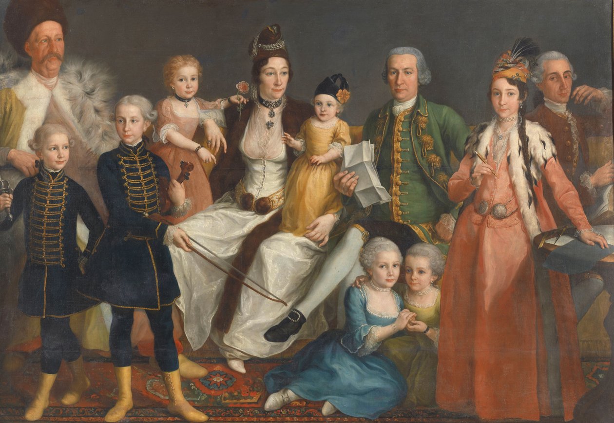 David George van Lennep (1712-97), comerciante sênior da fábrica holandesa em Smyrna, e sua esposa e filhos de Antoine de Favray (attributed to)