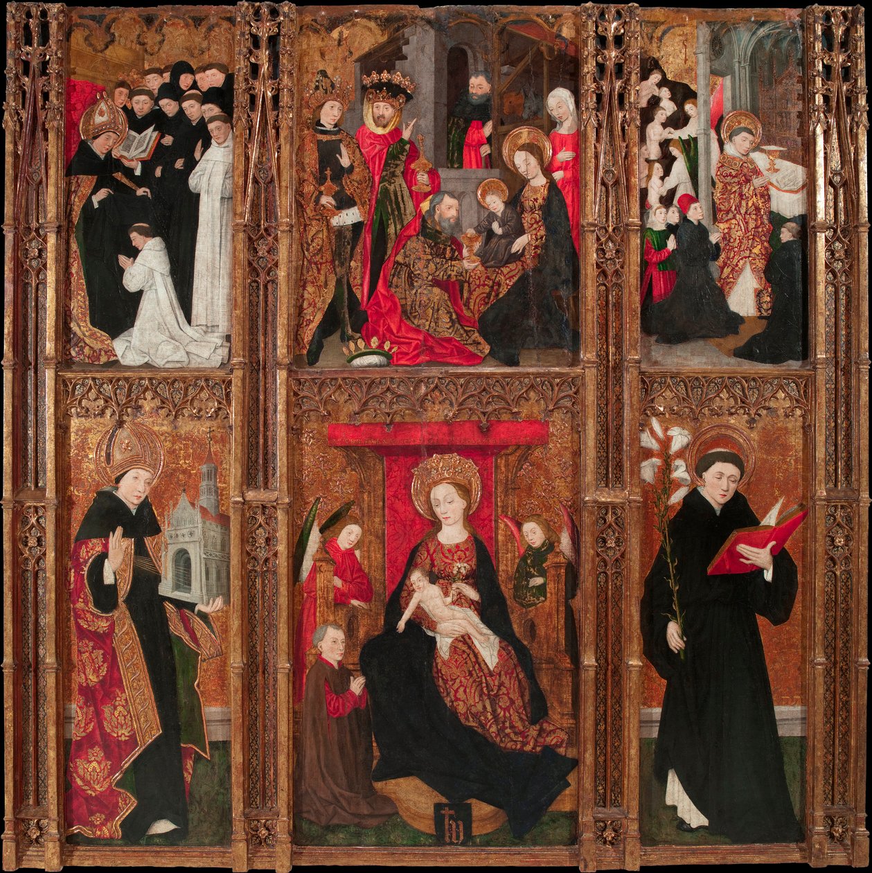 Retable de la vierge, Saint Augustin e Saint Nicolas de Tolentino - Altarpiece of the Virgin, Saint Augustine e Saint Nicholas de Tolentino - Antoine de Lonhy (1446-1490) Tempera e óleo sobre madeira 1462 Museu Nacional d